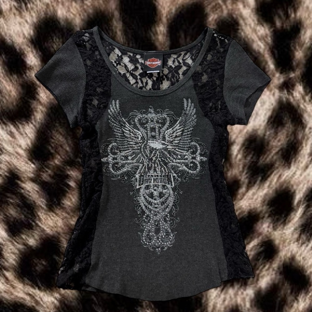 Harley-Davidson Black Lace Graphic Tee